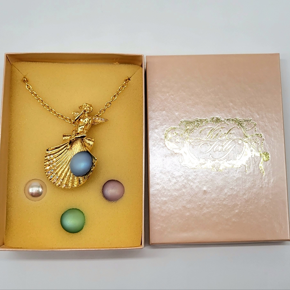 Kirks Folly Vintage Angel Mermaid Necklace with Interchangeable Stone, With Box